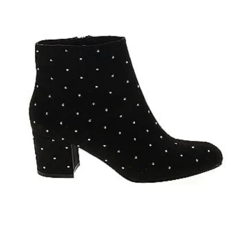 Loft black suede studded ankle boots.